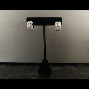 Silver-tone and Crystal Huggie Style Earrings